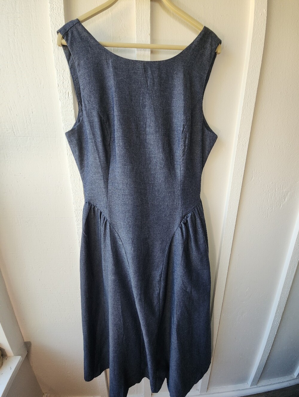 New Sunday Edition Chambray Midi Dress Sleeveless Navy Size Large